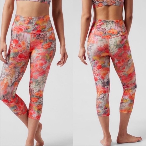 Athleta Pants - Athleta Elation orange floral legging